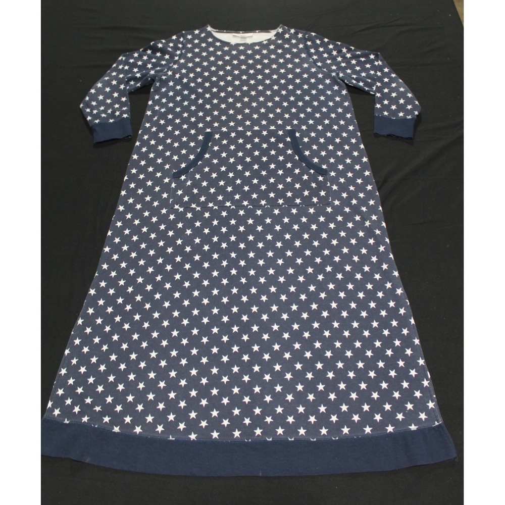 Dreams & Co Womens Nightgown 14/16 Blue White Star Print Lounge Sleep Dress